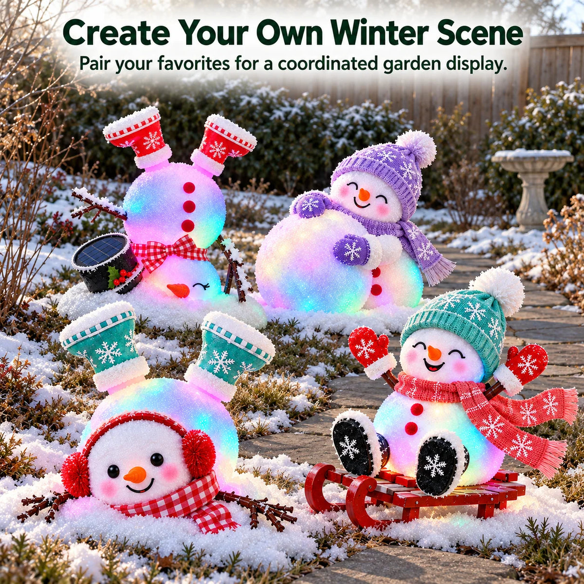 ☃️ Adorable Light-Up Snowmen | 4 Cute Christmas Garden Style
