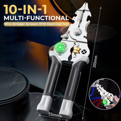 ⚡ 10-in-1 Multi-Functional Wire Stripper Scissors – Cutting, Stripping & Electrical Testing Tool