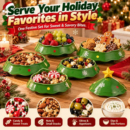 🔥HOT SALE-🎄5-Layer Christmas Tree Serving Tray – Stackable Snack & Dip Bowls, Festive Holiday Table Decor & Christmas Gift 🎁