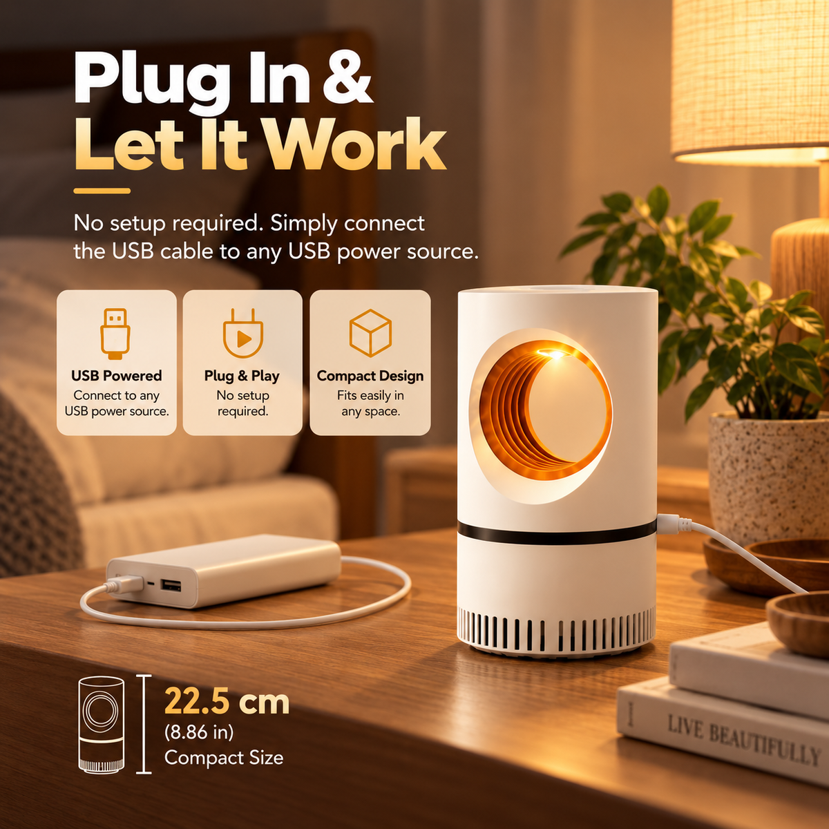 🦟 UV Mosquito Trap – Quiet, Powerful Suction for Indoor Use