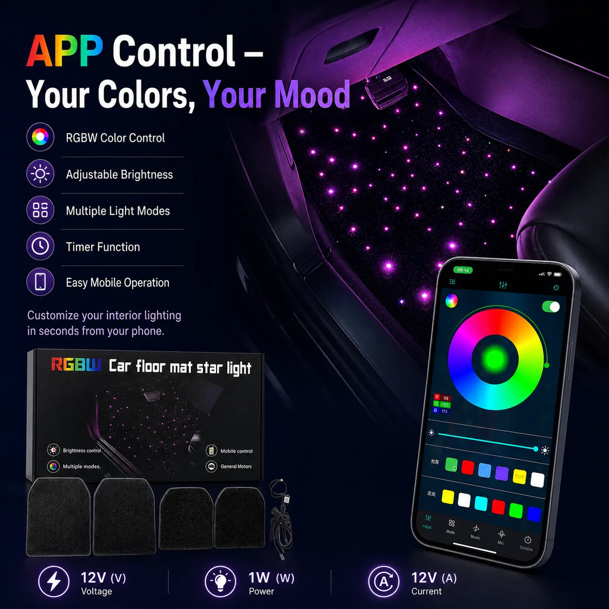 ✨ Waterproof Car LED Ambient Light with 100+ Lighting Effects🚗🌌