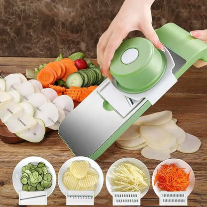 📢 🔪 Multifunctional Kitchen Chopper with Hand Guard – 5 Blades, Non-Slip Base & Quick Vegetables Chopping 🥕⚠️📦