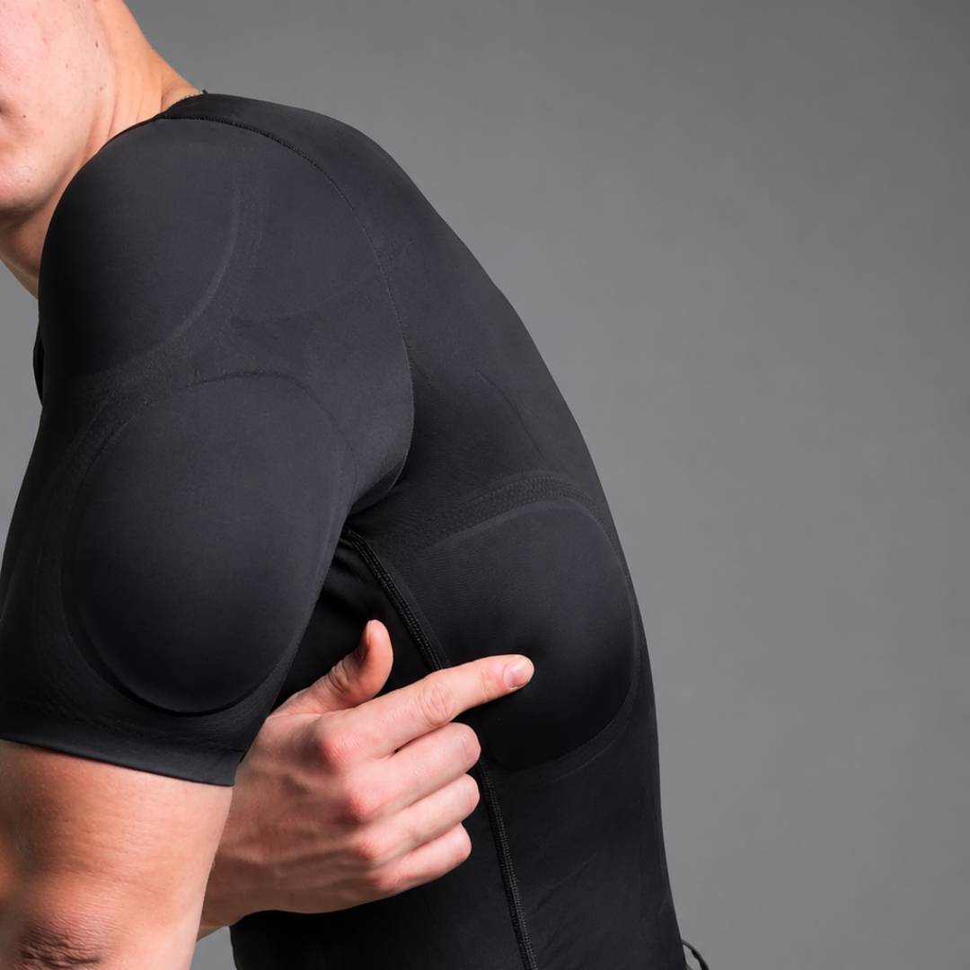 Men's Compression Shirt with Removable 3D Muscle Pads
