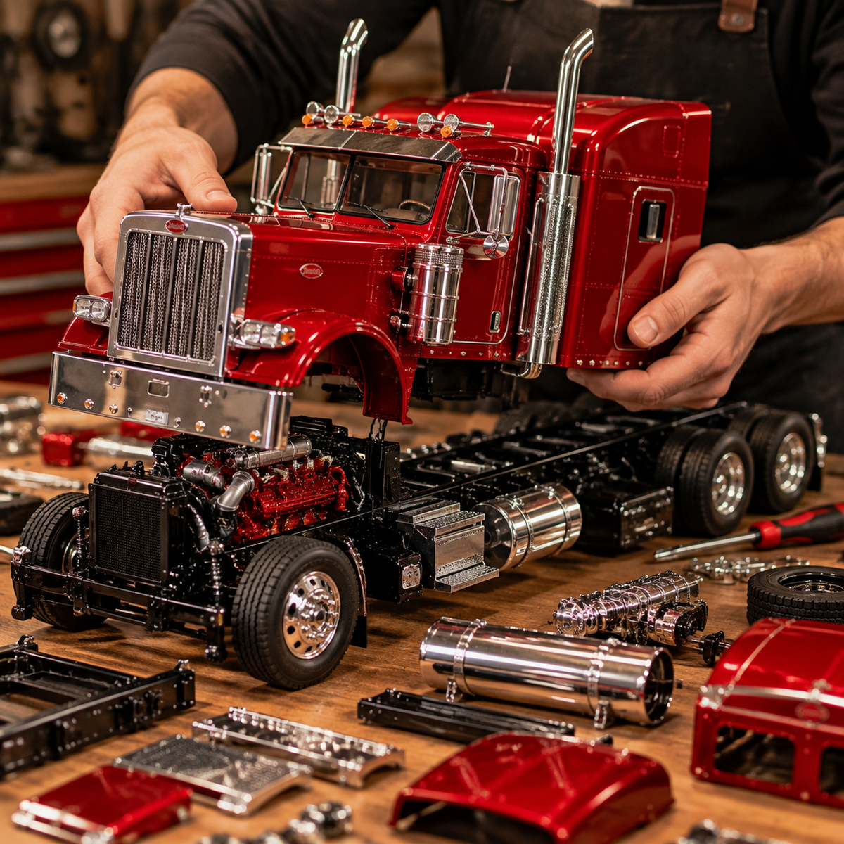 Classic American Semi Truck Model Assembly Kit – product view 3