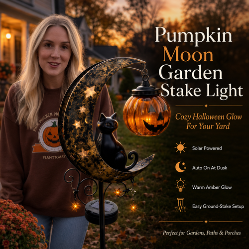 🎃 Halloween Early Bird Sale🌙 49% OFF Pumpkin Moon Garden Stake Light