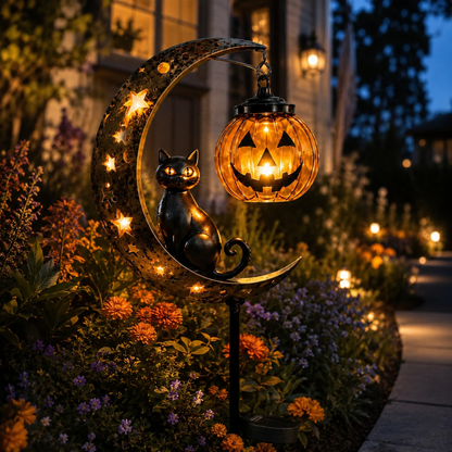 🎃 Halloween Early Bird Sale🌙 49% OFF Pumpkin Moon Garden Stake Light