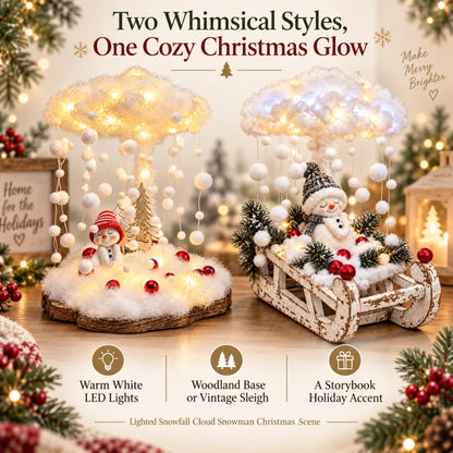☁️Lighted Snowfall Cloud Snowman Scene🎁