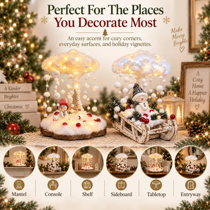 ☁️Lighted Snowfall Cloud Snowman Scene🎁