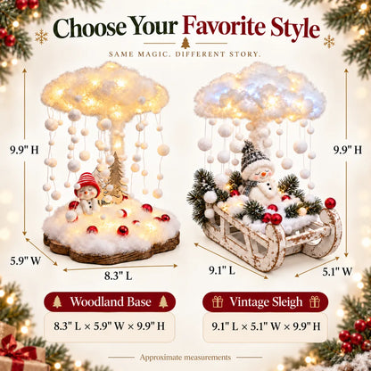 ☁️Lighted Snowfall Cloud Snowman Scene🎁