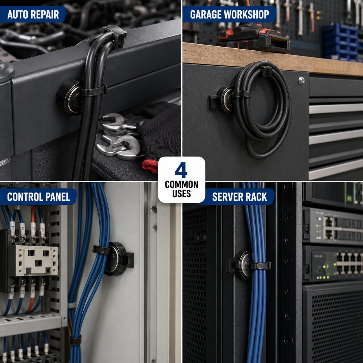22lbs Strong Magnetic Wire Holders and Cable Organizers