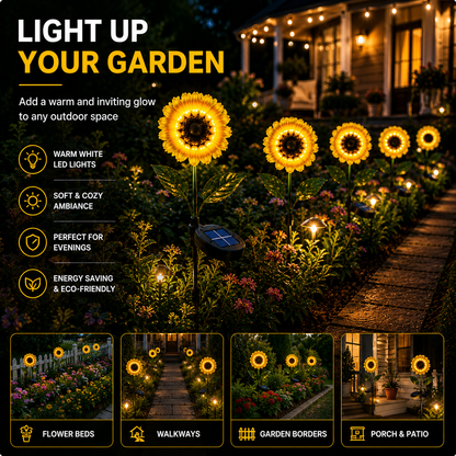 Luces solares de girasol para jardín
