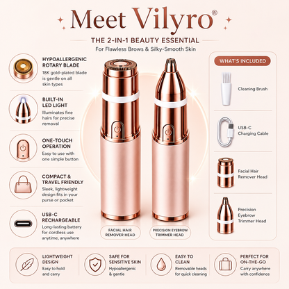 Vilyro– 2-in-1 Eyebrow & Facial Hair Trimmer