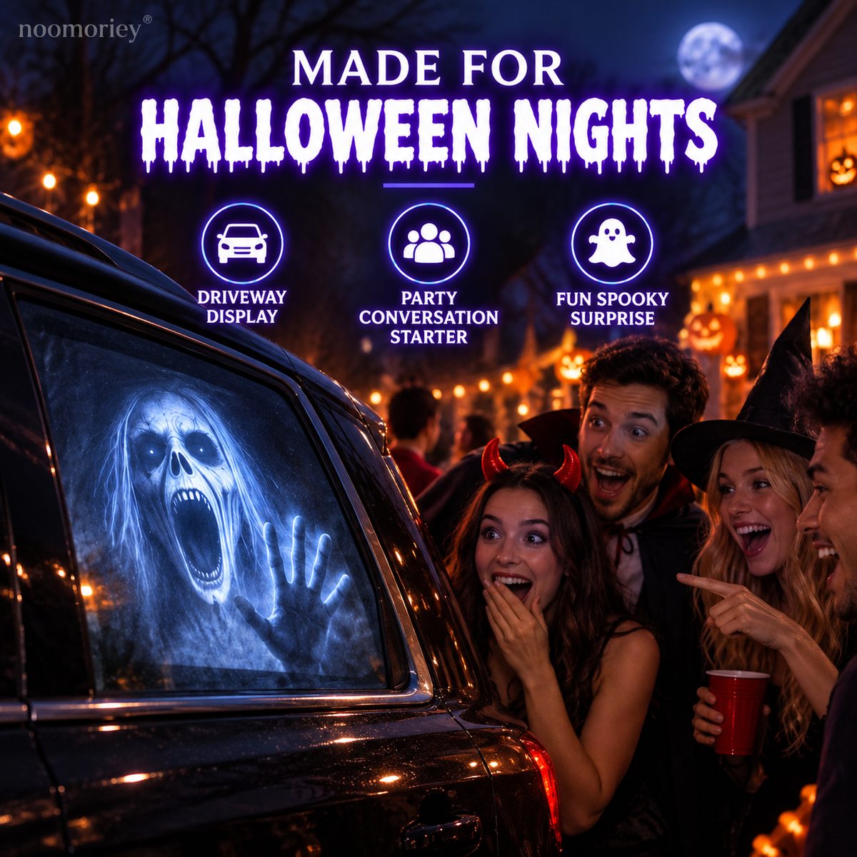 🏅2026 Best Seller🎃 Halloween Window Projector 👻 12 Spooky Films USB Powered Holiday Decor