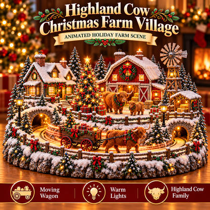 🐎 Christmas Horse Sleigh Farm Village – Lighted Equestrian Holiday Scene