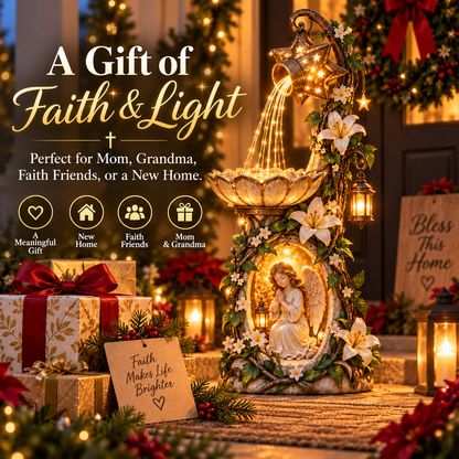 🔥 Last Day 49% OFF👼✨ Angel Starlight Garden Fountain – Faith-Inspired Lighted Outdoor Decor