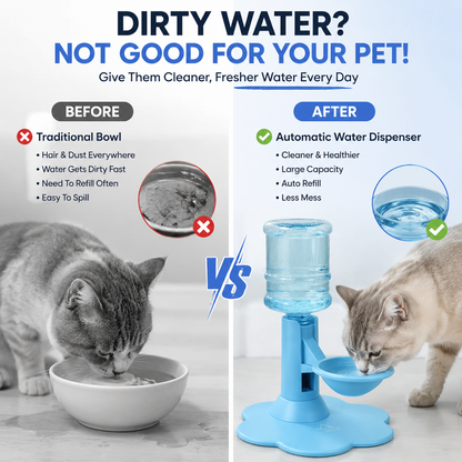 🐾 Elevated Gravity Pet Water Dispenser – Self-Refilling Bowl for Cats & Dogs
