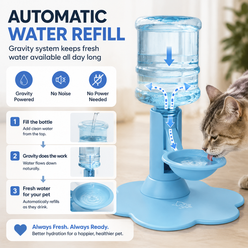🐾 Elevated Gravity Pet Water Dispenser – Self-Refilling Bowl for Cats & Dogs