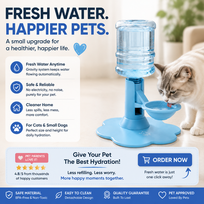 🐾 Elevated Gravity Pet Water Dispenser – Self-Refilling Bowl for Cats & Dogs