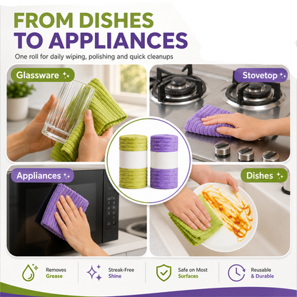 Multipurpose Reusable Tear-Off Cleaning Cloth Roll，Limited time: Buy one, get one free!
