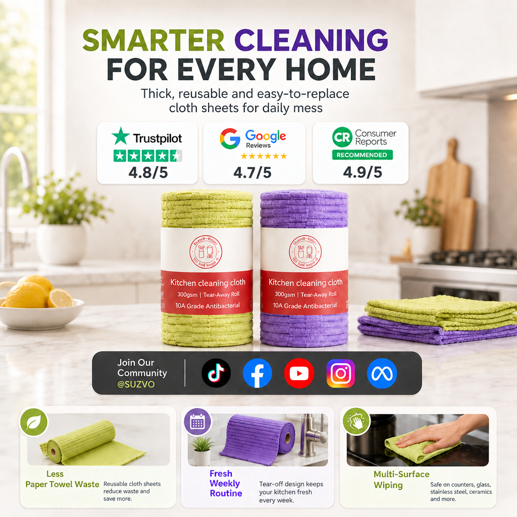 Multipurpose Reusable Tear-Off Cleaning Cloth Roll，Limited time: Buy one, get one free!