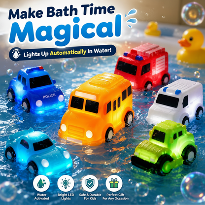 🚗 Water-Activated Light-Up Bath Toy Cars for Kids