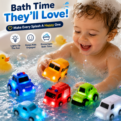 🚗 Water-Activated Light-Up Bath Toy Cars for Kids