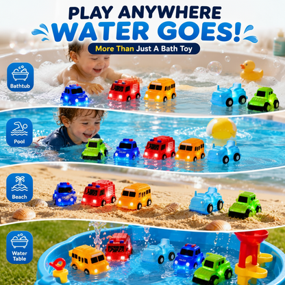 🚗 Water-Activated Light-Up Bath Toy Cars for Kids