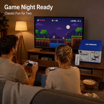 🎮 4K Retro Game Stick with Built-In Games & Dual Wireless Controllers