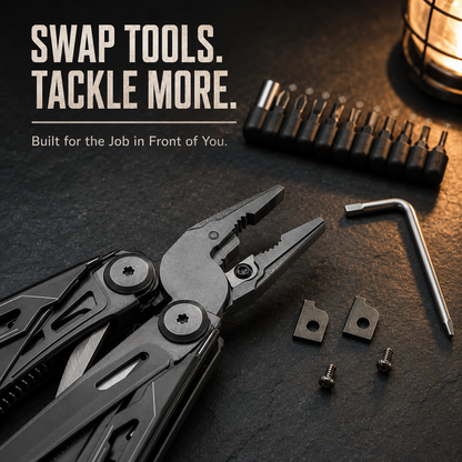🏕️ 16-in-1 Camping Multi-Tool with Full-Size Scissors & Carrying Pouch