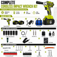 2 Battery + Complete Drill Bit Accessory Kit