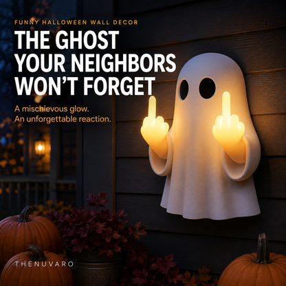👻Funny Light-Up Ghost Wall Decor – Glowing Halloween Porch Decoration