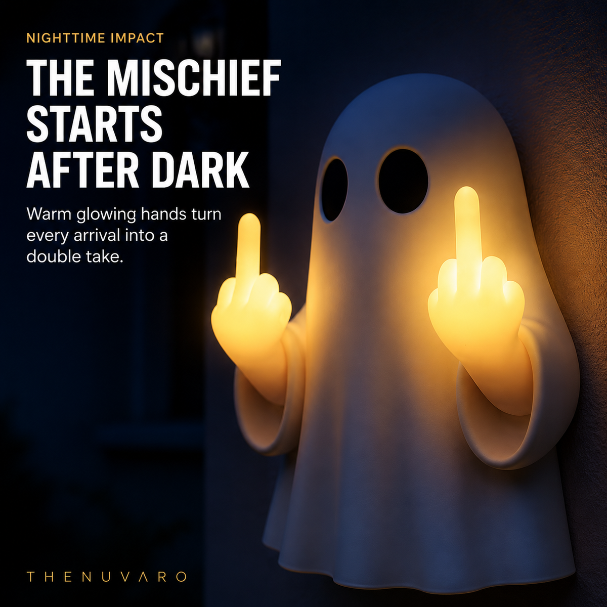👻Funny Light-Up Ghost Wall Decor – Glowing Halloween Porch Decoration