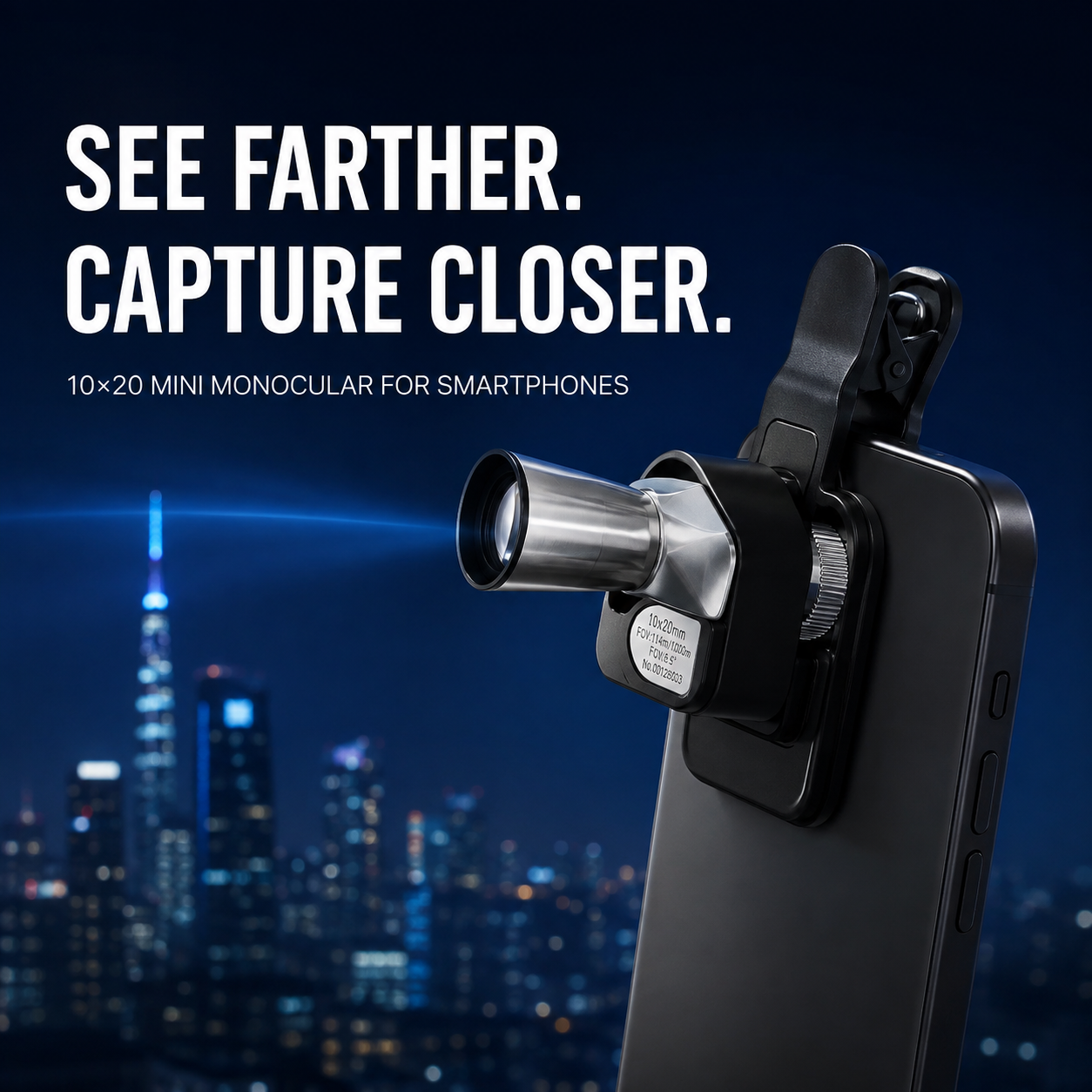 🏅🔭 10×20 Mini Monocular Phone Telescope – Pocket Long-Distance Viewer with Adjustable Smartphone Clip