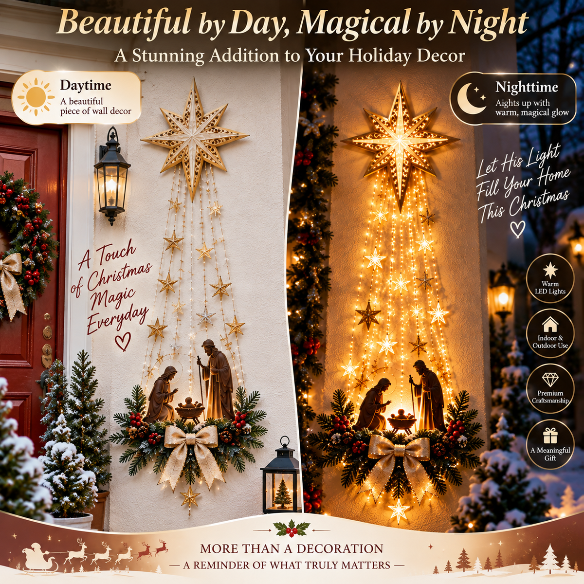 ✝️ Bethlehem Star of Faith – Lighted Nativity Wall Decor✨