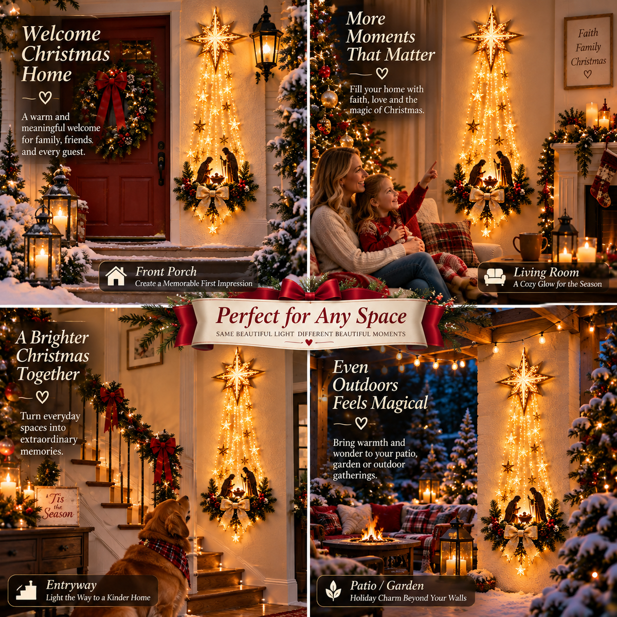 ✝️ Bethlehem Star of Faith – Lighted Nativity Wall Decor✨