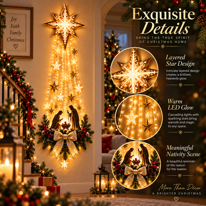 ✝️ Bethlehem Star of Faith – Lighted Nativity Wall Decor✨