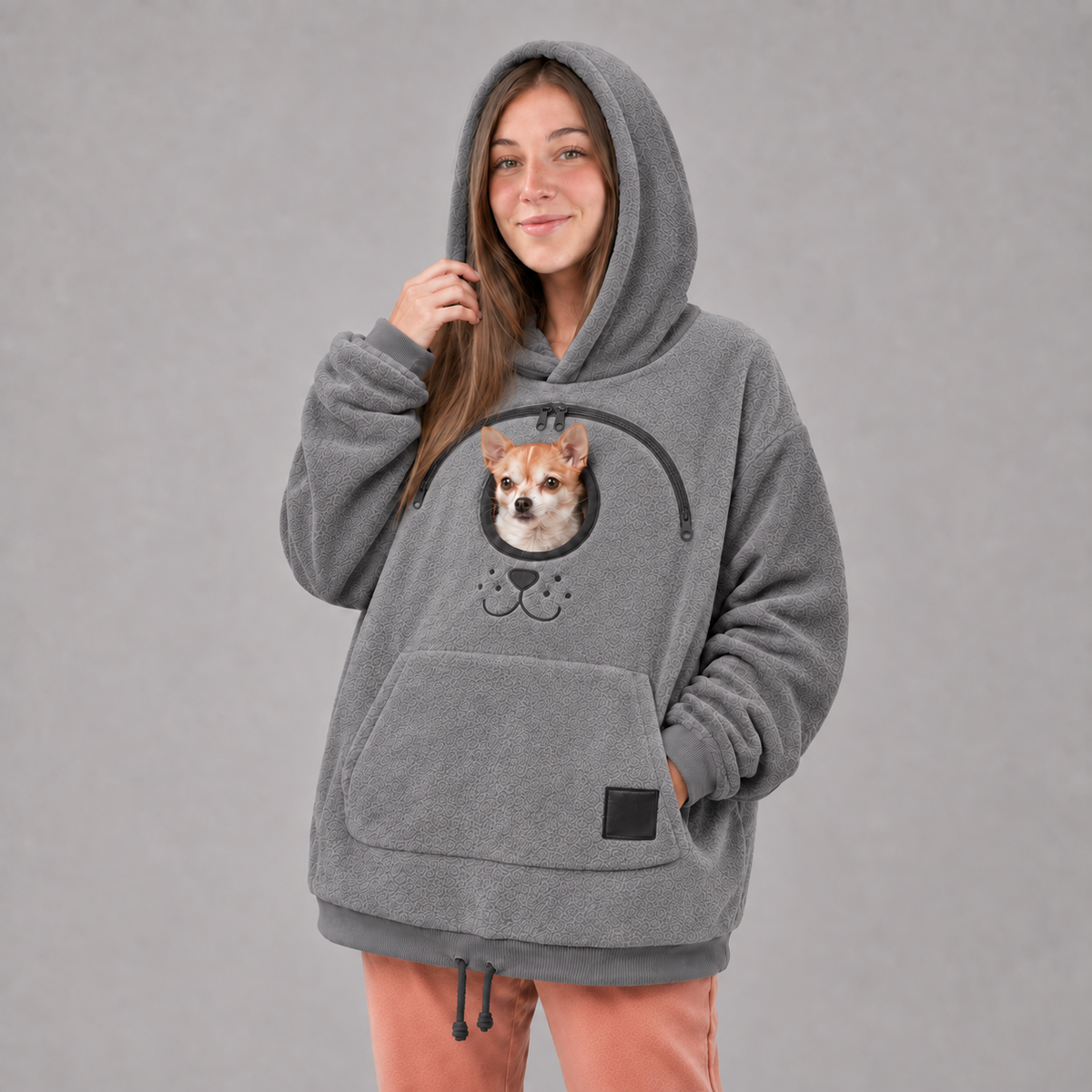 🐾 Rider Pet Carrier Sherpa Hoodie – Cozy Hands-Free Dog Carrying Hoodie