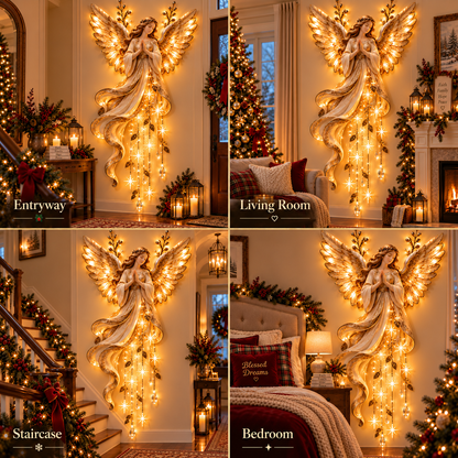 ✨Last Day 49% OFF✨Guardian Angel Starfall Cascade – Lighted Faith & Blessing Christmas Wall Decor✨