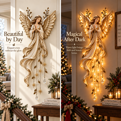✨Last Day 49% OFF✨Guardian Angel Starfall Cascade – Lighted Faith & Blessing Christmas Wall Decor✨