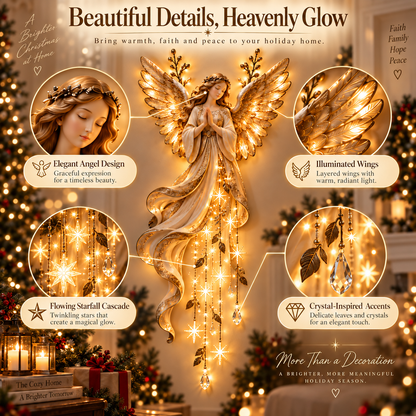 ✨Last Day 49% OFF✨Guardian Angel Starfall Cascade – Lighted Faith & Blessing Christmas Wall Decor✨