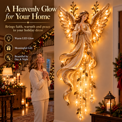 ✨Last Day 49% OFF✨Guardian Angel Starfall Cascade – Lighted Faith & Blessing Christmas Wall Decor✨