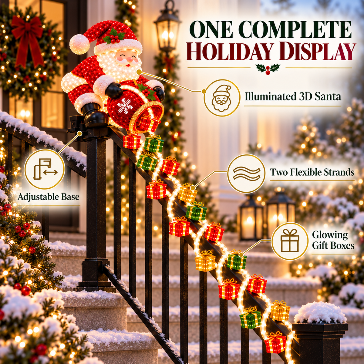 ⚡Santa’s Glowing Cascade: Transform Your Railing Into Christmas Magic🎅✨