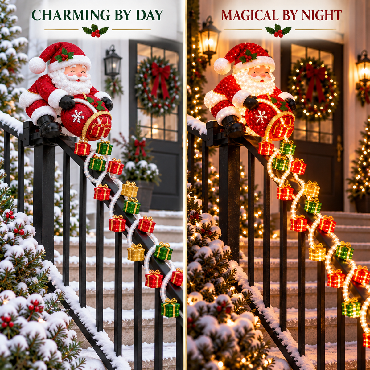 ⚡Santa’s Glowing Cascade: Transform Your Railing Into Christmas Magic🎅✨