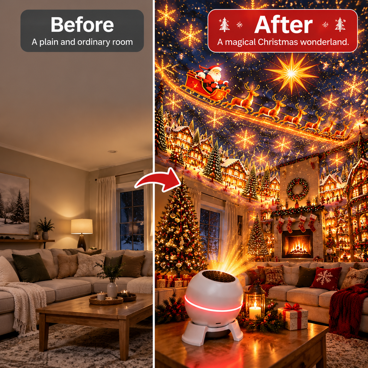 🎄✨ Christmas Wonderland Projection Night Light – Transform Any Room into a Magical Holiday Display