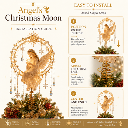 🔥Last Day 49% OFF✨ Angel’s Christmas Moon Lighted Angel Tree Topper