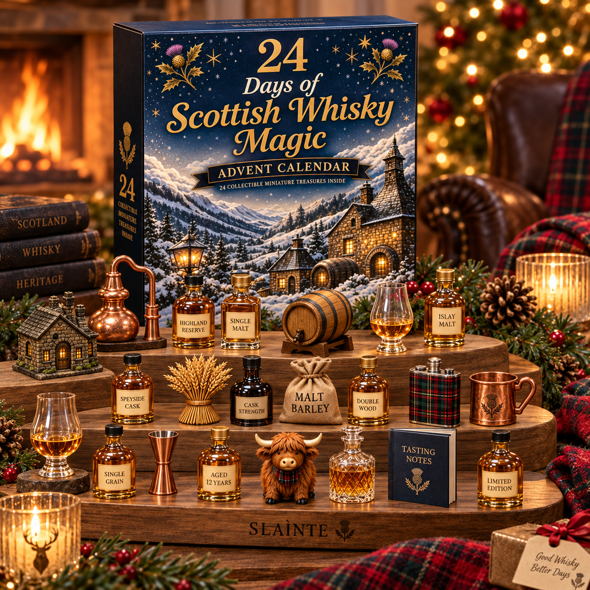 2026 Days of Scottish Whisky Magic Blind Box - 24-Day Festive Countdown, Scottish Whisky-Themed Collectible Figures Blind Box - Gift For Whisky Lovers