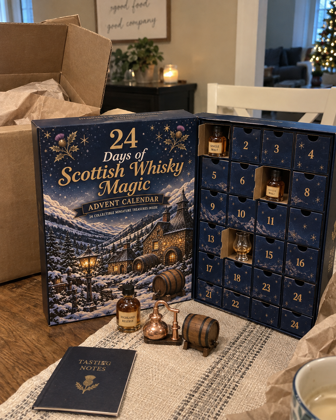 2026 Days of Scottish Whisky Magic Blind Box - 24-Day Festive Countdown, Scottish Whisky-Themed Collectible Figures Blind Box - Gift For Whisky Lovers