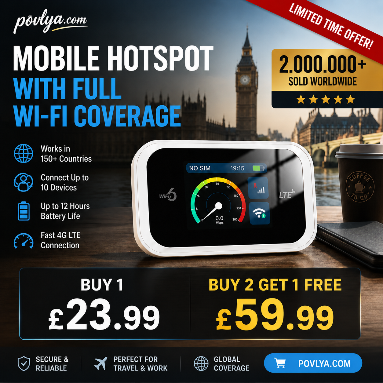 🔥50K+ SOLD!⚡50% OFF! 📶Mobile Hotspot – Portable WiFi, full coverage anywhere. No contract, no setup. Stay connected on the go!