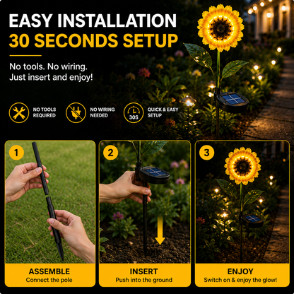 Luces solares de girasol para jardín
