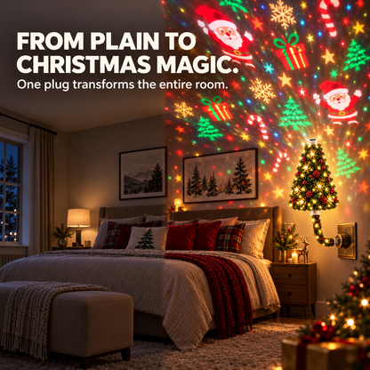 🎄 Plug-In Christmas Tree Projection Night Light – Instant Holiday Room Decor